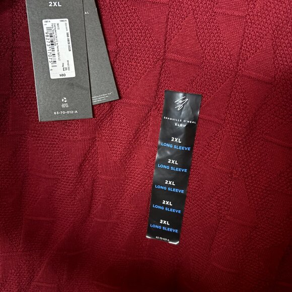 Shaquille O'Neal Mens Big Tall Quarter Zip Long Sleeve Red Pullover Sweater 2XL - Picture 3 of 4